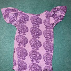 Kate Quinn purple mums Ruffle Cap Sleeve Onesie . 6-12 months